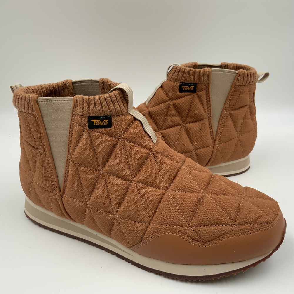 Teva Ember Commute Chelsea Boots Pecan Brown Quilted Slip On Womens 8.5
